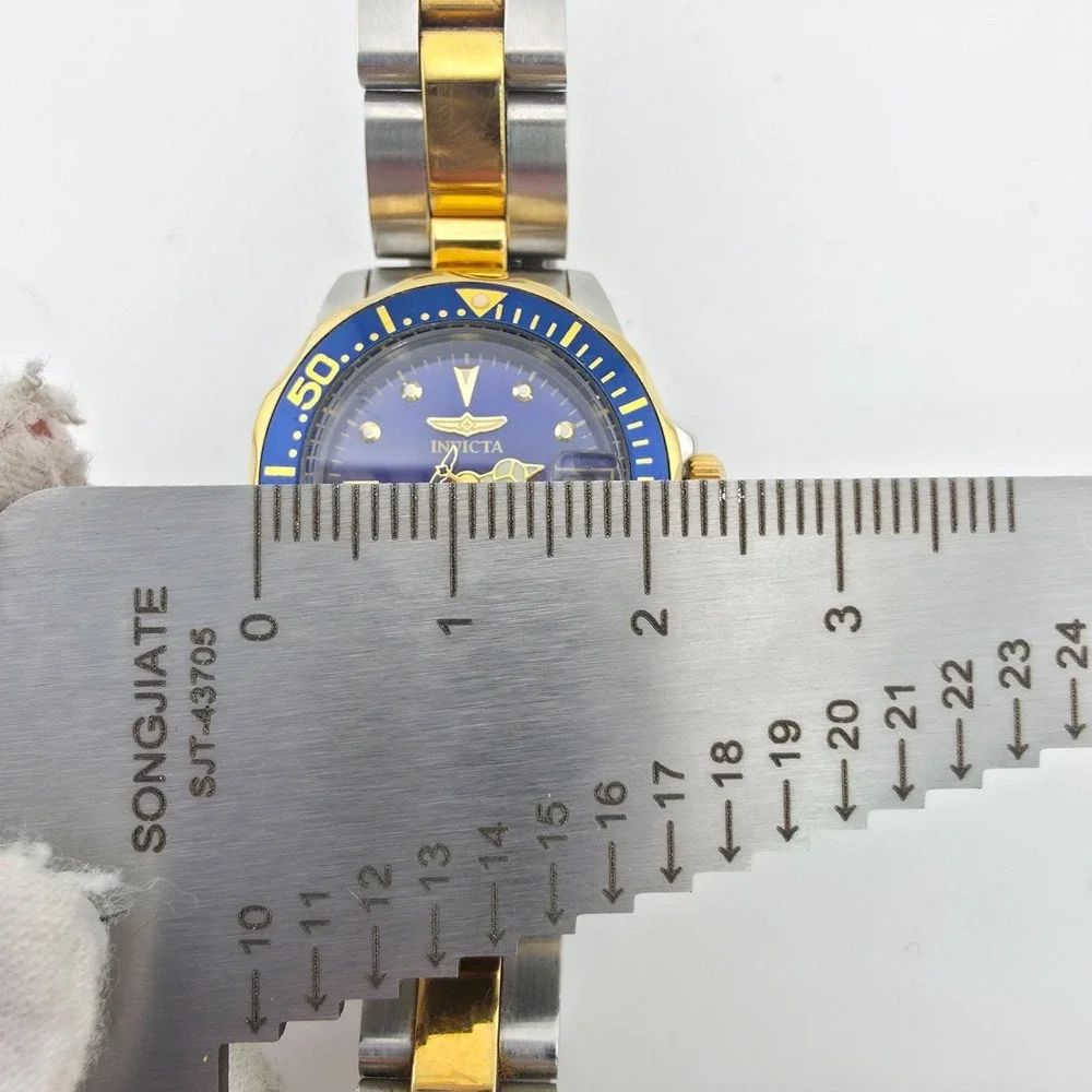 INVICTA Pro Diver Ladies Watch Blue W.R. 200 Meter Silver Gold Tone 6.75
